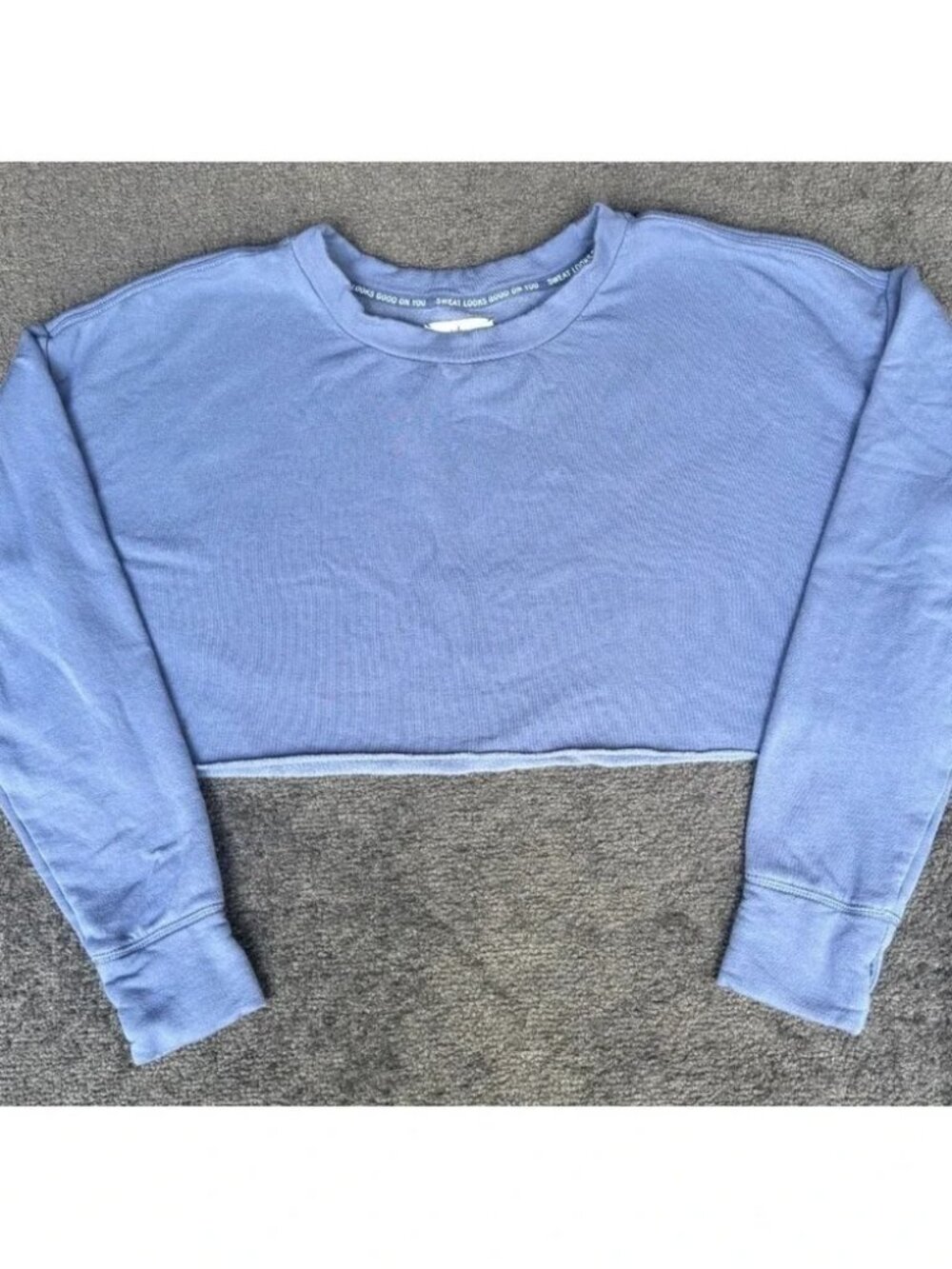 Offline aerie Cropped Sweatshirt Women Large Blue Long Sleeve Crew Neck Pullover